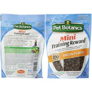 Pet Botanics Mini Training Rewards for Dogs 3 Flavor Variety Bundle: (1) Bacon, (1) Chicken and (1) Beef, 4 Oz Ea (200 Count per Bag, 3 Bags Total)