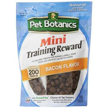 Pet Botanics Mini Training Rewards for Dogs 3 Flavor Variety Bundle: (1) Bacon, (1) Chicken and (1) Beef, 4 Oz Ea (200 Count per Bag, 3 Bags Total)