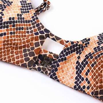 MOOSLOVER Women's Push-up V Neck Bikini Top High Cut Cheeky Bottom 2 Piece Bikini Set Swimsuits(S,Brown)