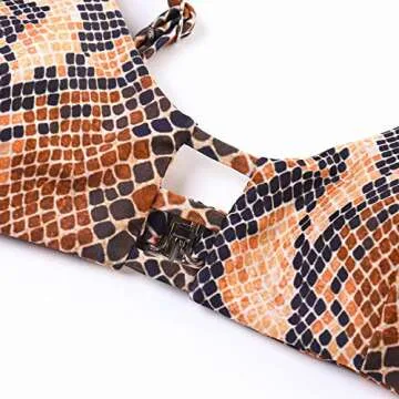 MOOSLOVER Women's Push-up V Neck Bikini Top High Cut Cheeky Bottom 2 Piece Bikini Set Swimsuits(S,Brown)