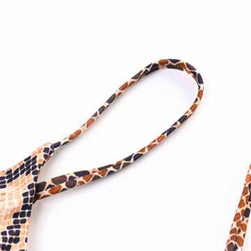 MOOSLOVER Women's Push-up V Neck Bikini Top High Cut Cheeky Bottom 2 Piece Bikini Set Swimsuits(S,Brown)