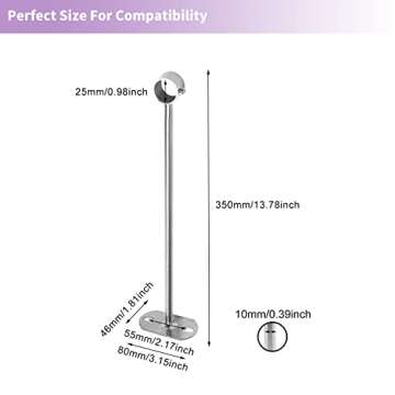 MroMax Curtain Rod Ceiling-Mount Bracket 25mm/1Inch Closet Rod Bracket Stainless Steel Rod End Supports for Bedroom Closet, Clothes Pole, Bathroom and Living Room Curtain Rod 2Pcs