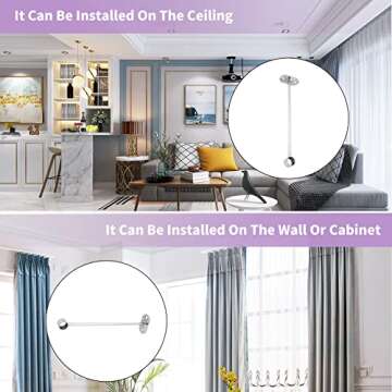 MroMax Curtain Rod Ceiling-Mount Bracket 25mm/1Inch Closet Rod Bracket Stainless Steel Rod End Supports for Bedroom Closet, Clothes Pole, Bathroom and Living Room Curtain Rod 2Pcs