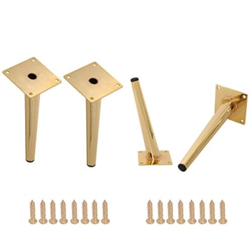 Homend 4Pcs 7.8Inch Golden Furniture Cabinet Metal Legs Round Tapered Leg DIY Furnitur Sofa Table Be...