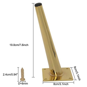 Stylish 7.8" Golden Metal Furniture Legs for Easy DIY
