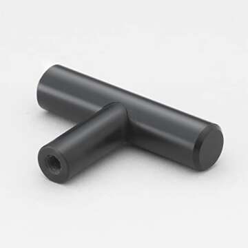 GlideRite Hardware 5002-T-MB-1 - Matte Black Solid Cabinet Bar T-Knob - 2" Long