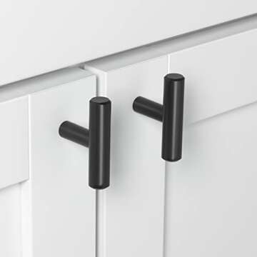 GlideRite Hardware 5002-T-MB-1 - Matte Black Solid Cabinet Bar T-Knob - 2" Long