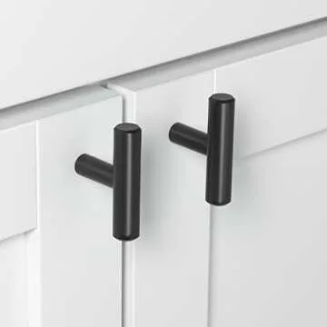 GlideRite Hardware 5002-T-MB-1 - Matte Black Solid Cabinet Bar T-Knob - 2" Long