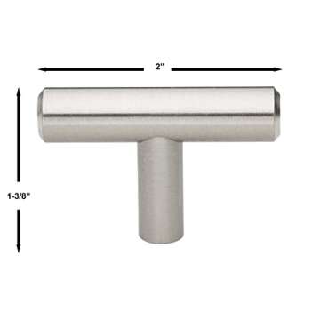 GlideRite Hardware 5002-T-MB-1 - Matte Black Solid Cabinet Bar T-Knob - 2" Long