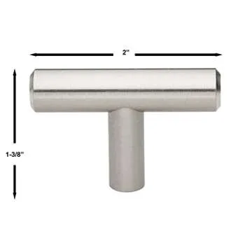 GlideRite Hardware 5002-T-MB-1 - Matte Black Solid Cabinet Bar T-Knob - 2" Long