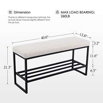 Zesthouse Upholstered Shoe Bench Entryway with Storage, Comfy Line Fabric Bench for Bedroom End of B...