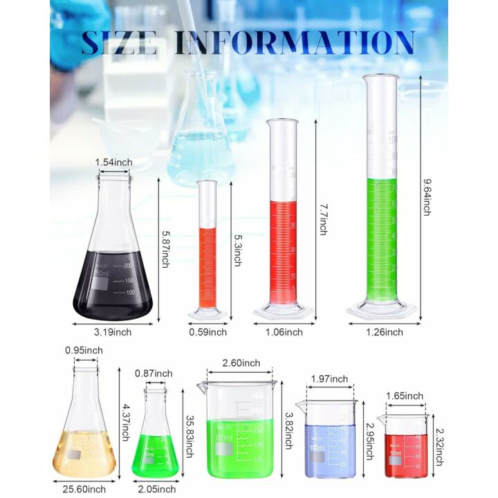 Complete Lab Glassware Set with Beakers & Flasks