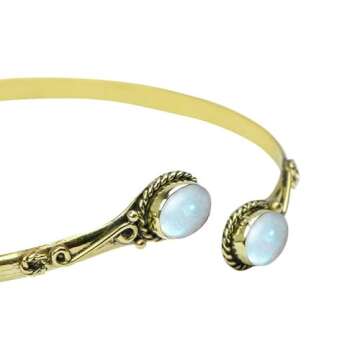 Rainbow Moonstone Arm cuff, Armlet, Armband, Upper Arm cuff, Brass Arm Cuff, Bracelet Armlet, Trible Armlet, Boho Girls Women Arm Cuff