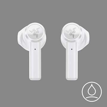 Razer Hammerhead True Wireless Bluetooth Gaming Earbuds: 60ms Low-Latency - IPX4 Water Resistant - Bluetooth 5.0 Auto Pairing - Touch Enabled - 13mm Drivers - Mercury White