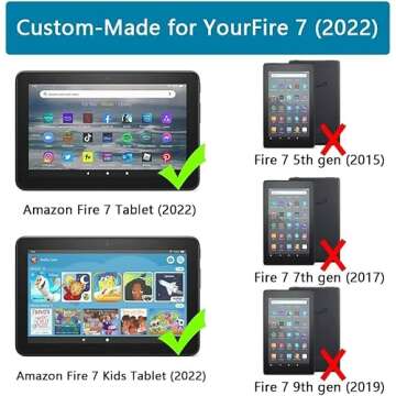 Amazon Fire 7 Tablet Case(12th Generation, 2022 Release),SHREBORN Lightweight Shockproof Fire 7 Kids...