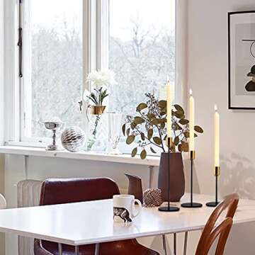 Taper Candle Holders, Black Tall Candlestick Holders, Set of 3 Metal Modern Decor Candle Stands for Taper Candles, Fits 3/4 Inch Thick Candles, Home Decor Centerpiece for Dining Table, Living Room