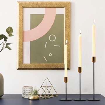 Taper Candle Holders, Black Tall Candlestick Holders, Set of 3 Metal Modern Decor Candle Stands for Taper Candles, Fits 3/4 Inch Thick Candles, Home Decor Centerpiece for Dining Table, Living Room