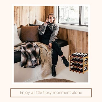 Stylish Bamboo Wine Rack - 4 Tier Storage for 16 Bottles