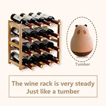 Stylish Bamboo Wine Rack - 4 Tier Storage for 16 Bottles