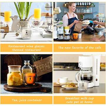 2 Pcs Cute Bear Mugs Insulated Double Wall Glass Bear Cups Animal Tea Milk Juice Chocolate Cappuccin...