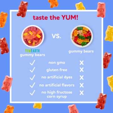 YumEarth Gluten Free Gummy Bears, Assorted Flavors, 99 grams, 5 Snack Packs Per Bag