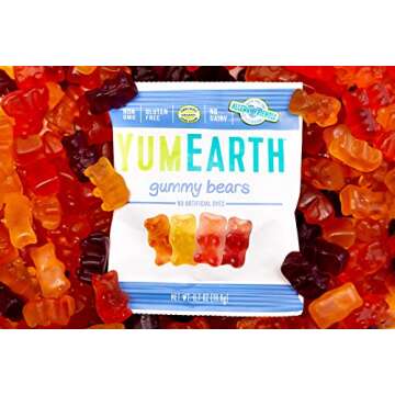 YumEarth Gluten Free Gummy Bears, Assorted Flavors, 99 grams, 5 Snack Packs Per Bag