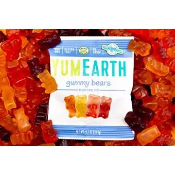 YumEarth Gluten Free Gummy Bears, Assorted Flavors, 99 grams, 5 Snack Packs Per Bag