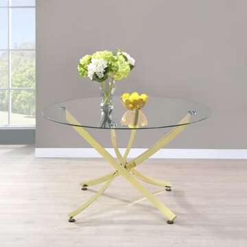 Coaster Home Furnishings Beckham Round Dining Table Brass and Clear