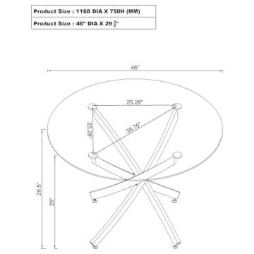 Coaster Home Furnishings Beckham Round Dining Table Brass and Clear