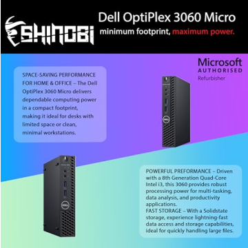 Dell OptiPlex 3060 Micro PC - Fast & Efficient Intel Core i3-8100T, 16GB RAM, and 512GB Storage, Min...