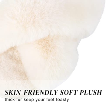 Soft Cross Band Fuzzy Slippers for Women - Cozy Comfort