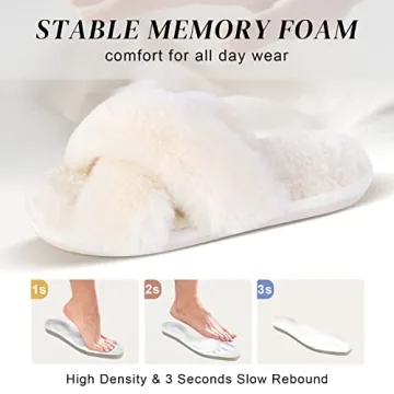 Soft Cross Band Fuzzy Slippers for Women - Cozy Comfort