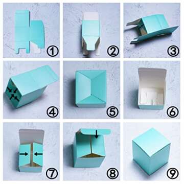 Small Cube Turquoise Candy Treat Boxes Bulk Teal Blue Gift Boxes Wedding Favors Baby Bridal Shower Birthday Party Boxes Supplies, 50pc (Aqua Blue)