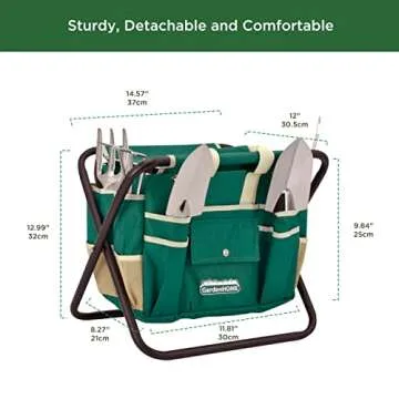 GardenHOME Gardening Tool Set with Heavy-Duty Stool and Tote