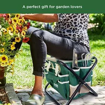 GardenHOME Gardening Tool Set with Heavy-Duty Stool and Tote
