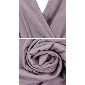 R.Vivimos Summer Dress for Women Cotton Ruffle Short Sleeves V Neck Casual Flowy Midi Dress with Belt (Large, Lavender-Shortsleeve)