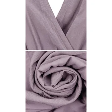 R.Vivimos Summer Dress for Women Cotton Ruffle Short Sleeves V Neck Casual Flowy Midi Dress with Belt (Large, Lavender-Shortsleeve)