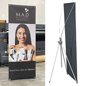 4UMedia&Displays Premium X Banner Stand 24"x63" 1 Pack (Stand ONLY) with Carrying Bag