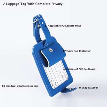 Luggage Bag Tags Leather Travel ID Labels Suitcase Name Tags with Snap - Set of 2