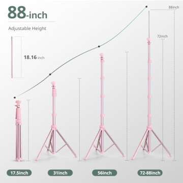 SENSYNE 88" Phone Tripod & Selfie Stick, Extendable Cell Phone Tripod Stand with Wireless Remote and Phone Holder, Pink