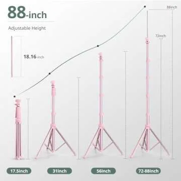 SENSYNE 88" Phone Tripod & Selfie Stick, Extendable Cell Phone Tripod Stand with Wireless Remote and Phone Holder, Pink