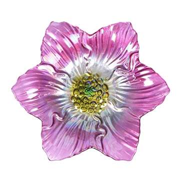 Vibrant Pink Glass Bird Bath - Outdoor Garden Decor