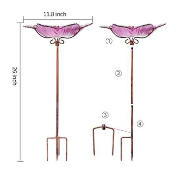 Vibrant Pink Glass Bird Bath for Outdoor Gardens