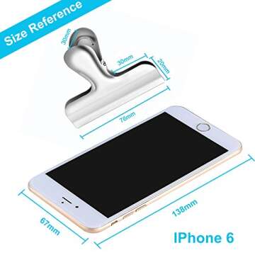 10PCS Wide Metal Chip Clips 3 Inch, Snack Food Bag Sealing Clips, Stainless Steel Paper Clamps Heavy Duty for Kitchen Food Packages and Office