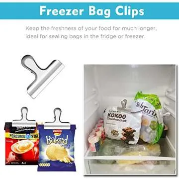 10PCS Wide Metal Chip Clips 3 Inch, Snack Food Bag Sealing Clips, Stainless Steel Paper Clamps Heavy Duty for Kitchen Food Packages and Office