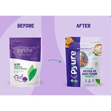 Pyure Organic Stevia Blend | Granulated All-Purpose - White Sugar Substitute | Zero Carb, Zero Sugar, Zero Calorie | Plant-Based Stevia and Erythritol Sweetener for Keto Friendly Food | 2.5 lb (40 oz)