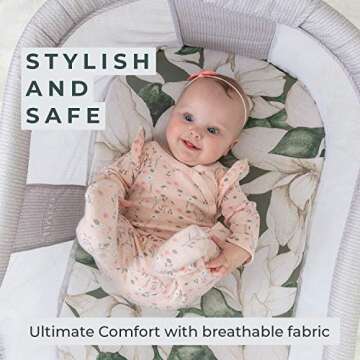 Pobibaby - 2 Pack Premium Bassinet Sheets for Standard Bassinets - Ultra-Soft Cotton Blend, Stylish Floral Pattern, Safe and Snug for Baby (Zephyr)