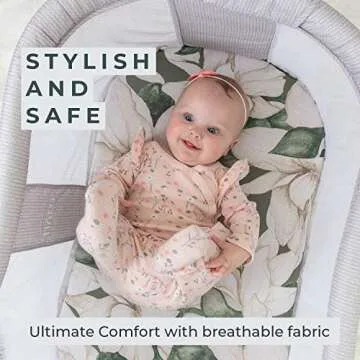 Pobibaby - 2 Pack Premium Bassinet Sheets for Standard Bassinets - Ultra-Soft Cotton Blend, Stylish Floral Pattern, Safe and Snug for Baby (Zephyr)