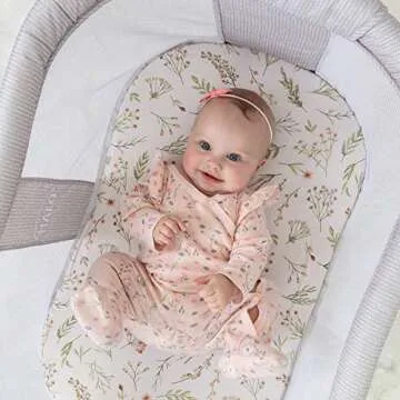 Pobibaby - 2 Pack Premium Bassinet Sheets for Standard Bassinets - Ultra-Soft Cotton Blend, Stylish Floral Pattern, Safe and Snug for Baby (Zephyr)