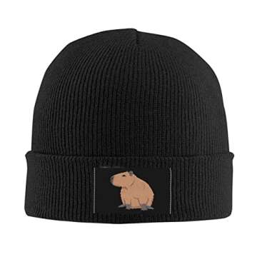 Cute-Capybara-Rodents-Animal Funny Black Beanie Hat for Men Women Winter Warm Hat Knit Slouchy Stock...